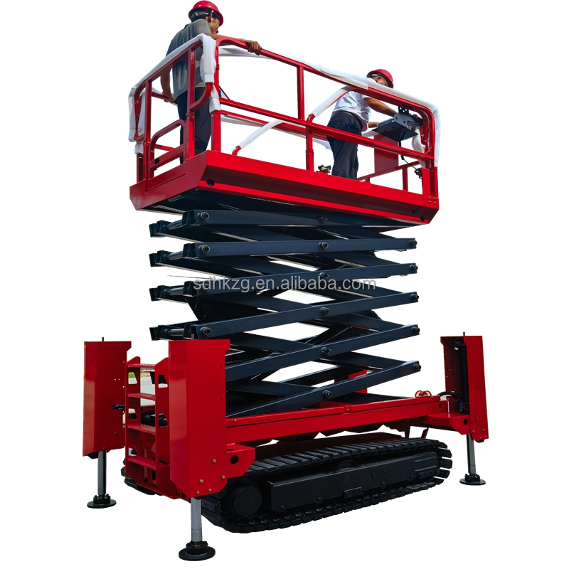 Mini Electric Aerial Work Platform 6m 8m 10m Self Propelled Crawler Hydraulic Scissor Lifting Platform Table